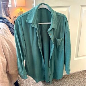 Corduroy green/blue shirt jacket size L